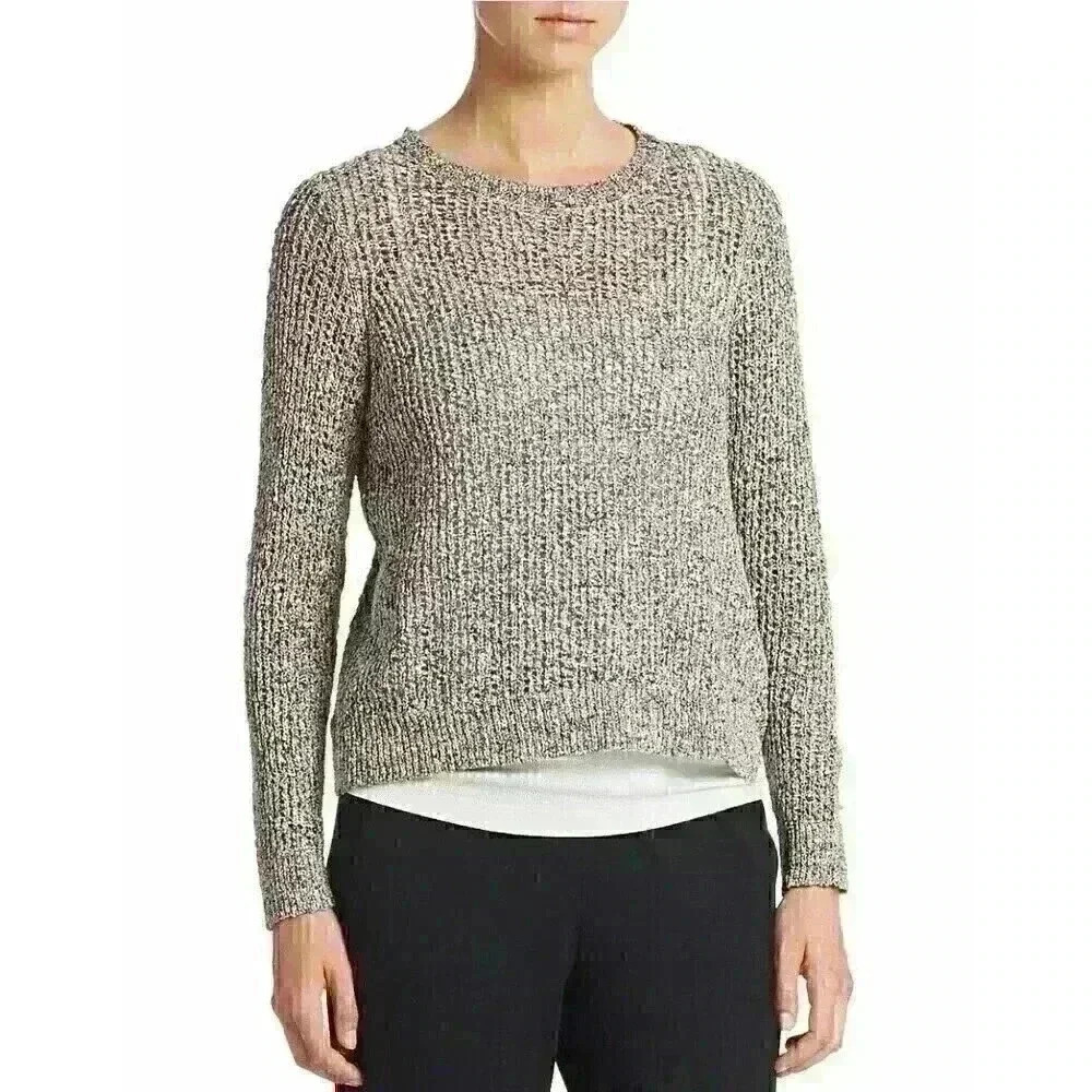 Women's Eileen Fisher Speckled Grey Cotton Crewneck Sweater $248